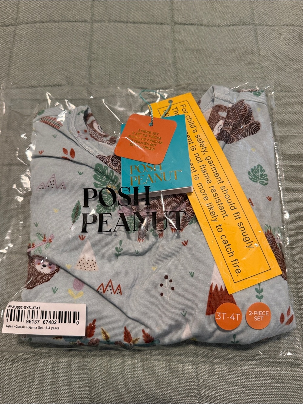 Posh Peanut Sloth Pajama Set, Long Sleeve and Pants 🦥